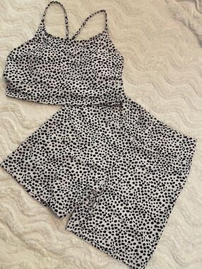 NWOT Polka Dot Print Swim Top and Shorts Set S-M